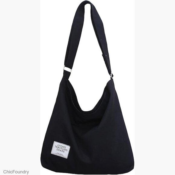Handbags - Large Canvas Hobo Tote Bag Adjustable Strap Crossbody Shoulder Bag